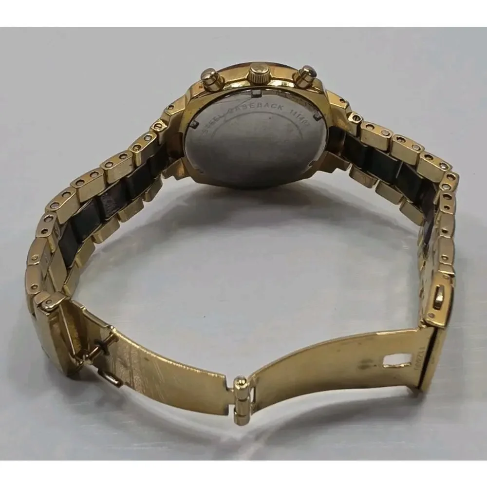 Michael Kors MK5246 Women's Chronograph Gold Tone Brown Dial New Battery W281